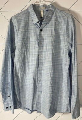 Artefact Men's Shirt Medium Long Sleeve Blue & White Plaid