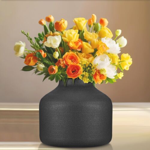 Metal Matte Flower Vase, Black Flower Vase, 6.5 Inch Tall Iron Frosted Flower... - Picture 4 of 7