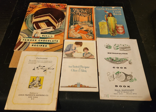 1920's-1950's RECIPE BOOKLET LOT RUMFORD PRESTO KNOX KARO BAKER'S CHOCOLATE!