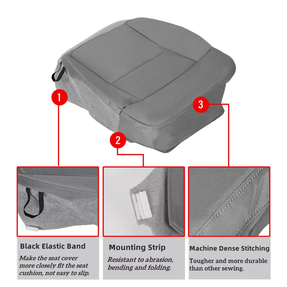 For Ford F150 2004-2008 2005 2006 2007 STX Driver Bottom Cloth Seat Cover Gray - Image 3 of 4