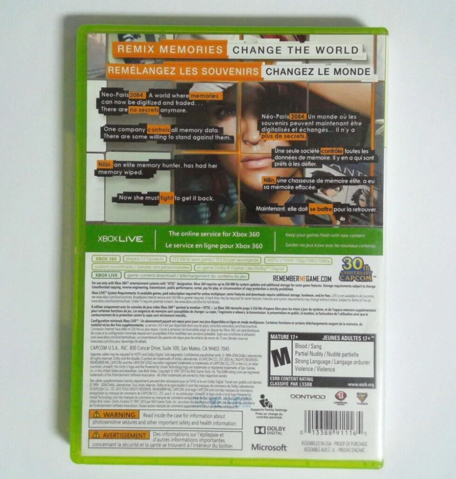 Remember Me - Xbox 360 - ACCEPTABLE (NTSC) - Image 2 of 4