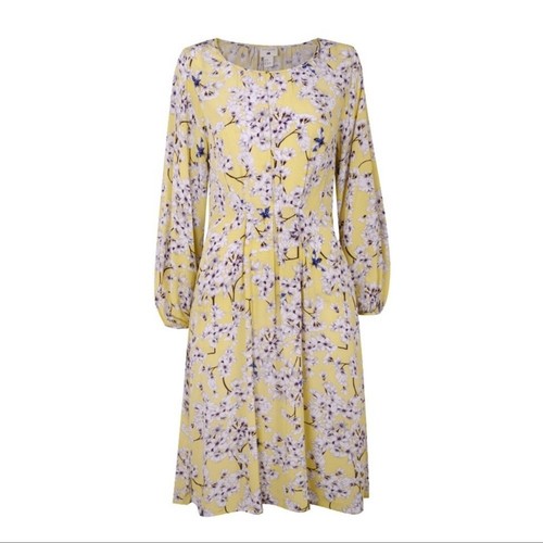 Vestido midi ANNA GLOVER x H&M amarillo estampado floral talla 4 manga larga - Imagen 3 de 9
