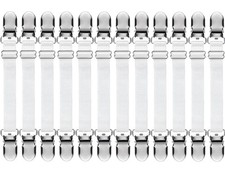12 Pcs White Bed Sheet Clips Straps Corner Holders 4-8 Inch