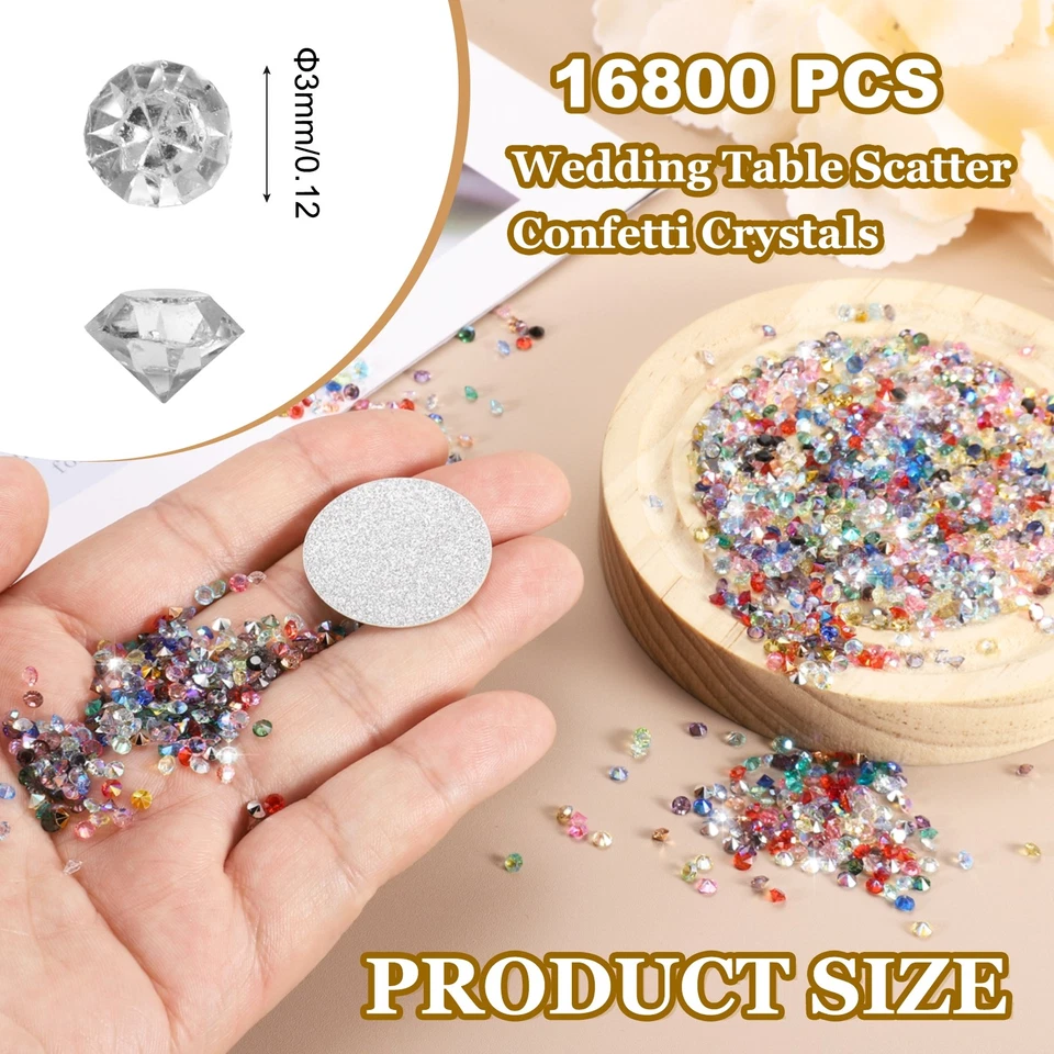 16800 Piezas Mesa de Boda Dispersión Confeti Diamante, 3mm Diamantes Falsos (Tono Plata) Foto 2 de 4