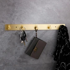 Gold Key Holder Wall Mount Adhesive,Key Rack Gold Towel Hooks for Bathrooms K...