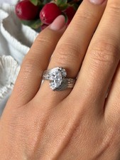 Vintage 925 Sterling Silver Cz Ring Size 7.5