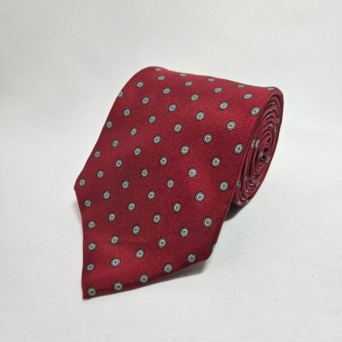 Dior バーガンディ ネクタイ Christian Dior Mens Silk Tie Burgundy Red Medallion Geometric