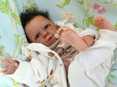 Reborn baby biracial Kyran (Kyra) 20'' 5lb8 Eva HellandJosyNN Josy Newborn Nurser