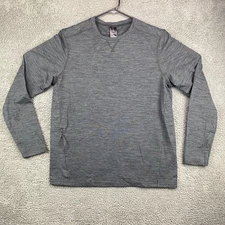 Members Mark Tech Crew Neck Long Sleeve Gray Soft Stretch Shirt Mens Medium