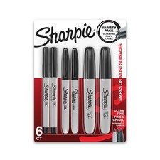 Sharpie Variety Pack Permanent Markers Assorted Tips Black 6/Pack (2135318)