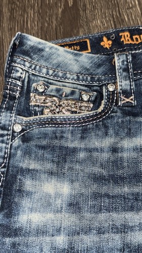 Rock Revival Betty Mid Rise Distressed w/Embellished pockets Size: 27 - Picture 6 of 12