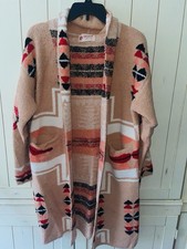 Aztec Tribal Southwest Knit Cardigan Sweater Duster Western Yellowstone M/L