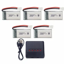 5pcs 3.7v 380mah Lithium Battery with 5 in 1 Charger for Hubsan X4 H107 H107c H1