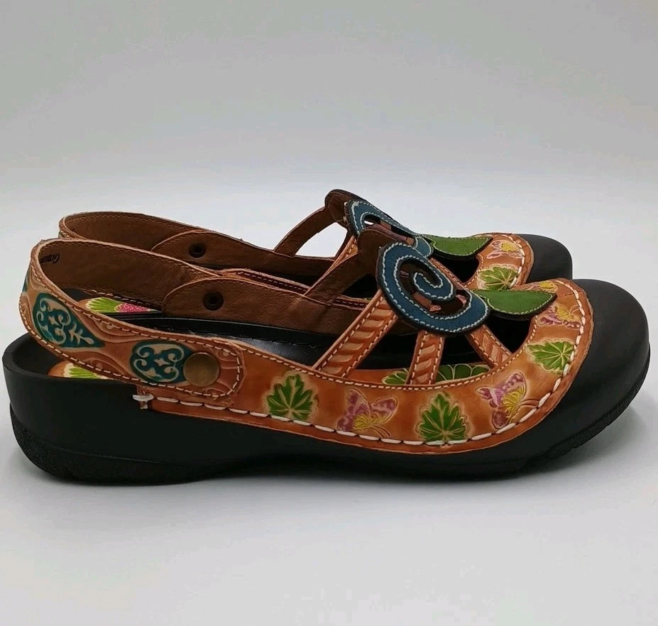 Spring Step L'Artiste Bombay Camel Clogs Slip On Painted Shoes Size 36 / US 5.5 - Image 3 of 4