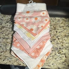 Modern Baby Flower 8 Pack Soft Absorbent Adjustable 2-Ply Bandana Bibs