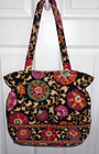 Vera Bradley SUZANI Large Purse Tote Bag 14" x 12" x 5" Brown Black Multi Floral