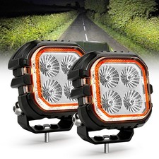 2x 3 Square Led Work Light Bar Spot Pods Driving Drl Amber Halo Offroad Atv 4wd 2x 3 Square Led Work Light Bar Spot Pods Driving Drl Amber Halo Offroad Atv 4wd