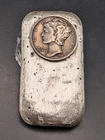 🔥 VINTAGE 925 FINE SILVER BAR W/ MERCURY DIME ON FRONT STAMPED 1.8 TROY OUNCES