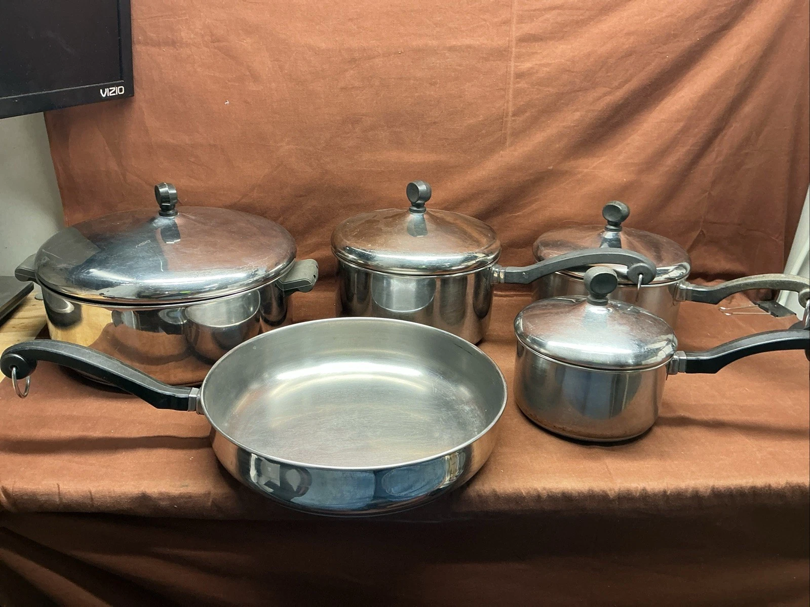 9 pieces VTG Farberware Aluminum Clad Stainless Steel Cookware USA