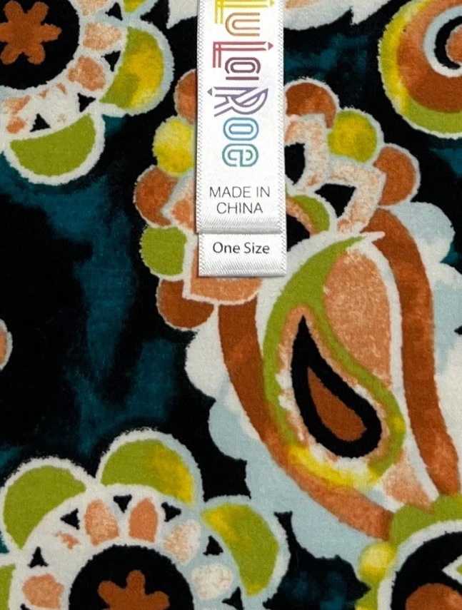 Leggings LuLaRoe OS Talla Única NEGRO TURQUESA VERDE AZULADO Paisley TIE DYE Modernos Suaves Foto 4 de 4
