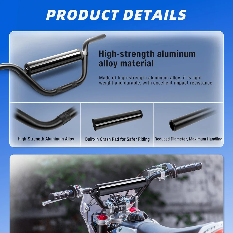 7/8'' Lenker mit Strebe Schwarz 690mm für Simson Enduro Cross S50 S51 S70 S53 - Bild 3 von 4