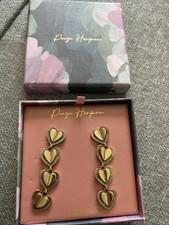 Paige Harper Heart Drop Earrings Gold Tone BNIB 6cm Dangly