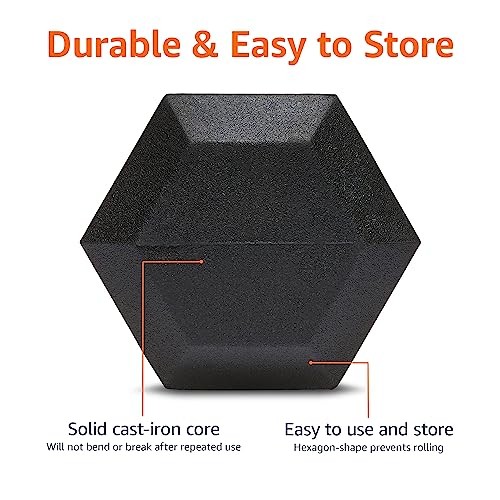 AMAZON BASICS GUMMI HEX HANTEL HANDGEWICHT - SCHWARZ - Bild 3 von 5