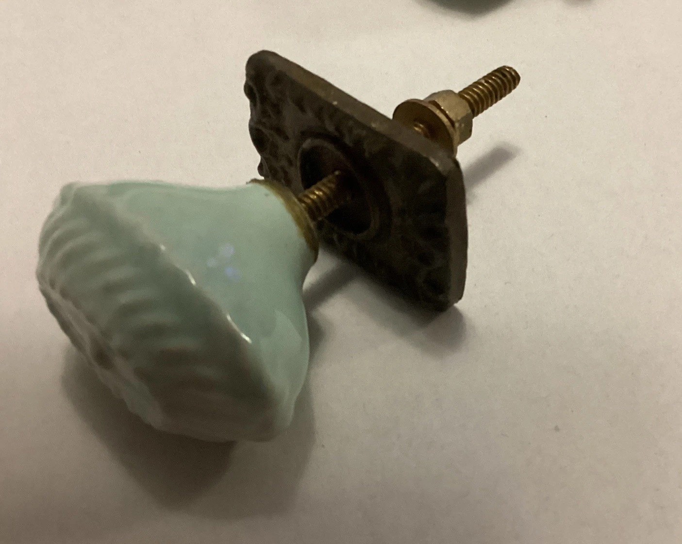 Vintage Oval Decorative Cabinet Knobs With Backplate Light Powder Blue