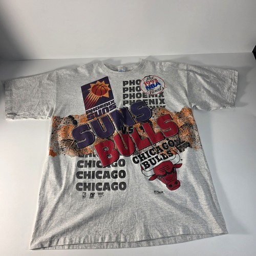 VTG 1993 Chicago Bulls Suns NBA Finals T-Shirt XXL Michael Jordan Barkley Grey