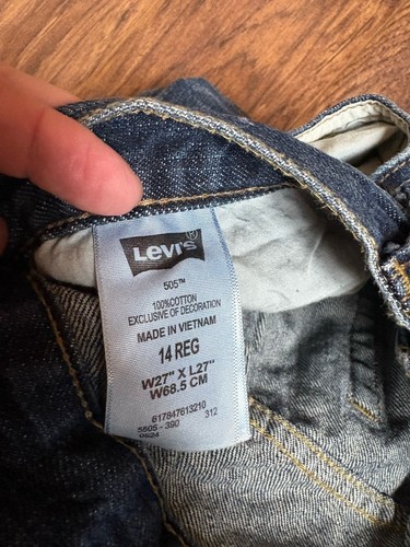 Levis Jeans Boys 14 Reg Blue Denim Solid 505 Regular Pockets 27x27 - Picture 11 of 13