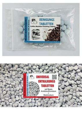 PRONURI® 50 Entkalkungstabletten + 50 Reinigungstabletten für Kaffeevollautomaten Pfleges