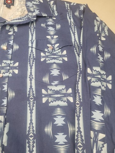 Panhandle Slim Shirt Men’s Size L Blue Southwestern Pearl Snap Long Sleeve - Picture 6 of 13