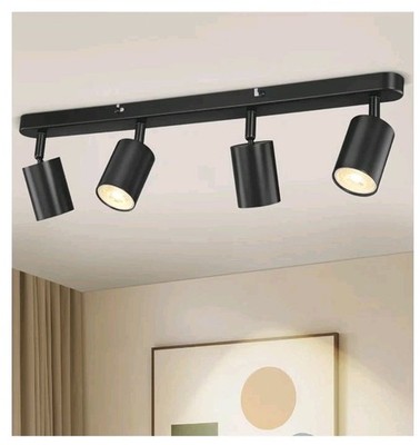 4 Wege Strahler Deckenleuchte verstellbar, GU10 LED Deckenleuchten Fassung schwarz 