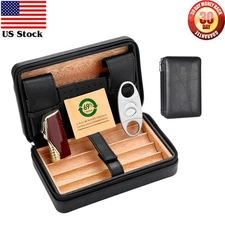 Galiner Travel Cigar Humidor Case Torch Cigar Lighter Cutter Gift Set Humidipak