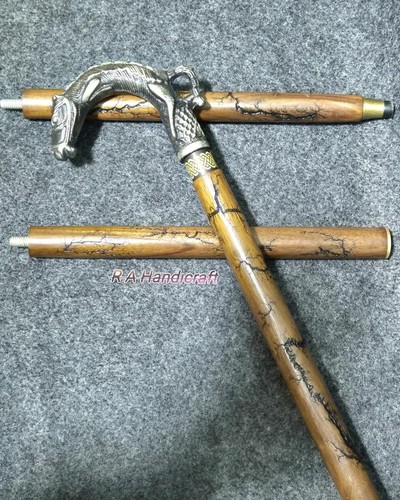 Pferdekopf Griff Messing Vintage funktionstüchtig Holz Gehstock Stock Geschenk für Männer - Bild 9 von 9