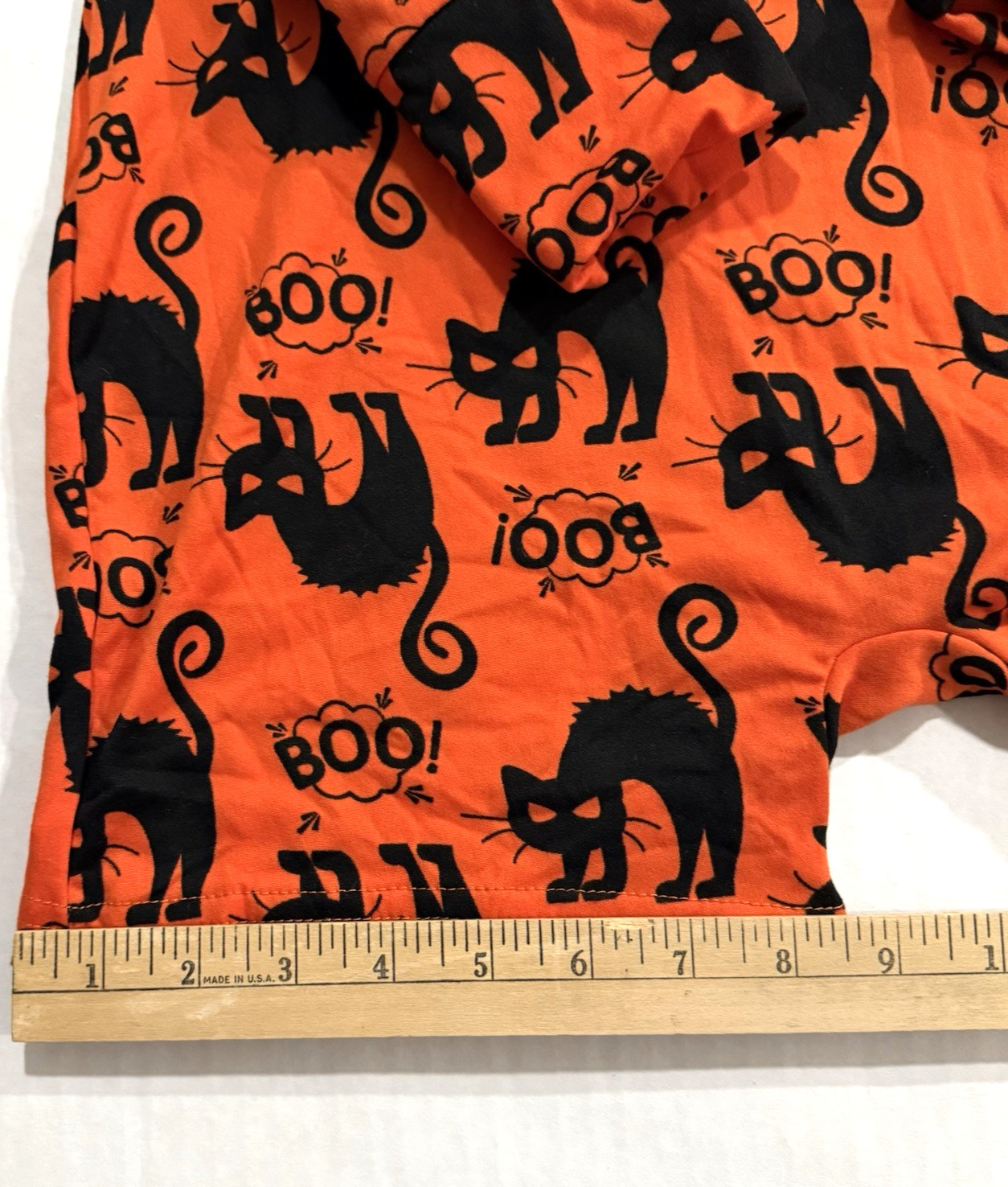 Shosho Romper Shorts & Socks Set Womens Medium Black Cat Boo Orange Halloween