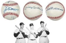 Mickey Mantle, Joe DiMaggio, & Ted Williams Signed Baseball. JSA