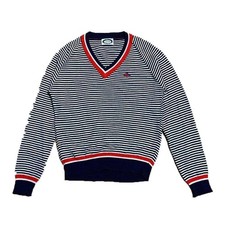 70s-80s IZOD LACOSTE Acrylic Sweater V-Neck Striped RT