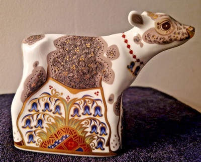 Royal Crown Derby 'BLUEBELL CALF' Briefbeschwerer 1st Q Gold Stopper Orig Box/Etikett
