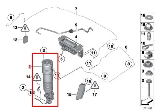 2010-12 宝马 750Li xDrive AWD 后侧空气悬架减震器吸收器 — 第 2/4 张图片