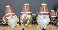 LOT OF 3 Football Gnomes FIGURINES RESIN TABLETOP Hanna's Handiworks 45112