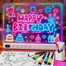 16" Rechargeable LED Drawing Board for Kids, Doodle LED Note Board with Color...