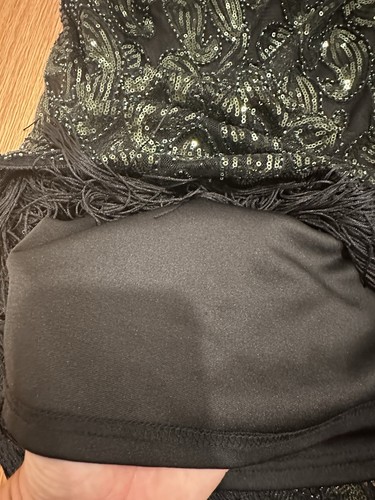 Women's 1920s Gatsby Style Sequined Embellished Fringed Flapper Dress L Black - Picture 12 of 13