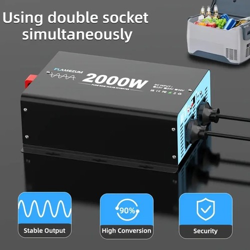 4000W Pure Sine Wave Power Inverter 2000W Converter 12V to 240V USB Truck Remote - Picture 5 of 7