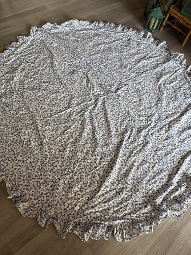 Waverly Savoy Blue Vine Ruffled Tablecloth 70” Round - Picture 9 of 10