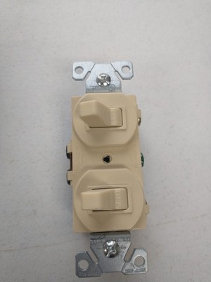 EATON COOPER 271V-SP-L DOUBLE TOGGLE SWITCH, (2) 1-POLE, 15A, 120/277V, IVORY