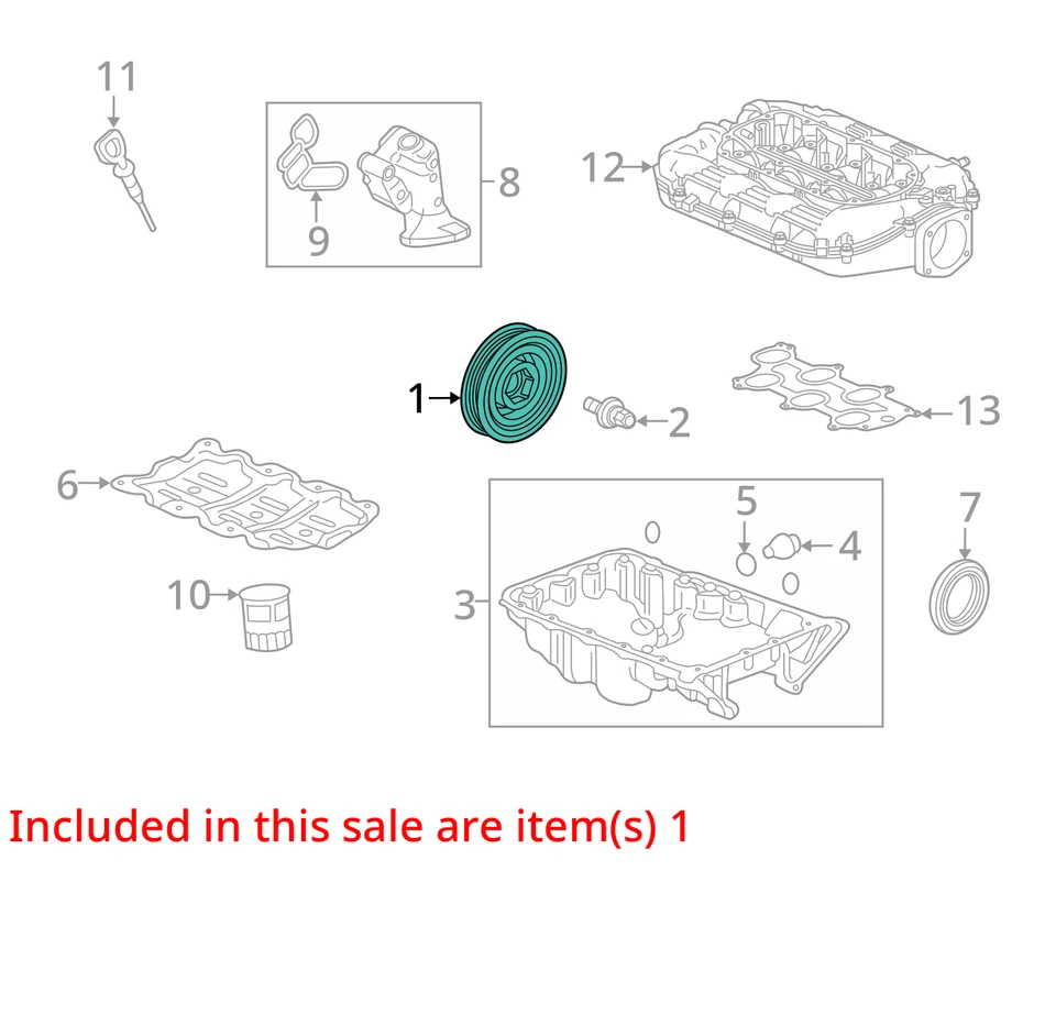 Compatível com 2022 2023 2024 ACURA MDX 3,5L virabrequim polia balanceadora harmônica fabricante de equipamento original - Imagem 4 de 4