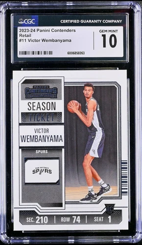 2023 Panini Contenders Victor Wembanyama #11 Rookie RC Season Ticket CGC 10