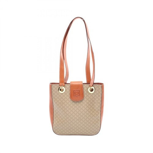 Celine Trifold Tote Bag Crossbody Canvas Leather Beige Women Used Authentic