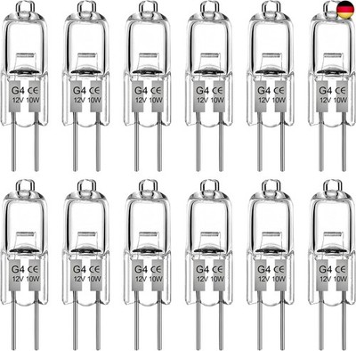 G4 Halogen Leuchtmittel 10W, Halogen 12V 10W 12 Stück, Kapsel 2 Pin Glühbirne, G